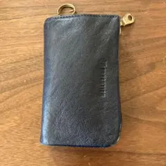 ノーティアム　レザーキーケース naughtiam キーケース　ネイビー