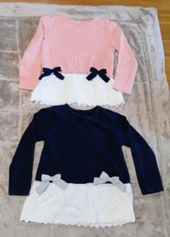 130サイズ　長袖カットソー2枚セット ピンク ネイビー