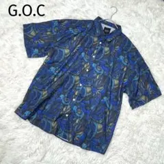 G.O.C 半袖シャツ【F】総柄 ブルー系 オーバーサイズ カジュアルのサムネイル