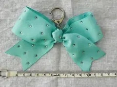 チア☆リボン☆リボンキーホルダー☆ミント☆ハンドメイド
