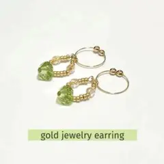 gold jewelry ペリドット フープイヤリング