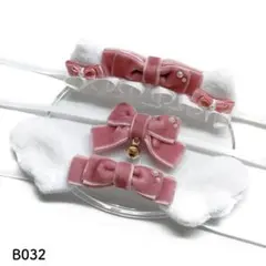 ［B032］ぬい服 ねこ耳 ヘッドドレス+リボン+天使の羽 ピンク