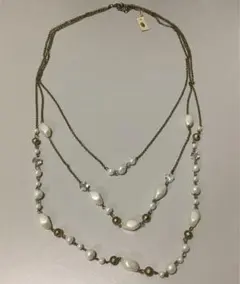 新品未使用品★ 3連 ホワイトパール風 ネックレス