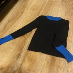 配色ニット　黒青
