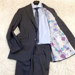 【リネン】ETRO　スーツセットアップ　花柄　52　ロゴボタン　春夏　イタリア製のサムネイル