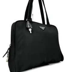 美品✨プラダ ナイロントートバッグ 三角ロゴ 肩掛け 南京錠 ブラック A4可