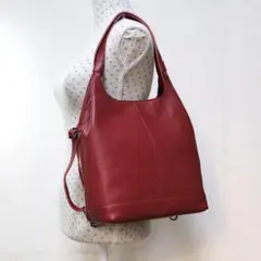 ★少し大き目★３WAYリュック★本革★軽量★ワイン色★リュック・肩掛け・手提げ