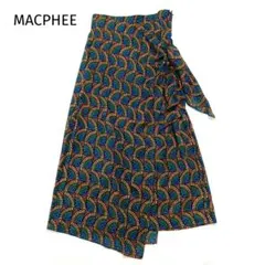 MACPHEE ラップスカート ロング バティック柄 総柄 グリーン系 34のサムネイル