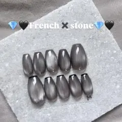 Mサイズ マグネットネイル モードネイル フレンチネイル 冬ネイル ストーン