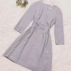UNTITLED 上品 グレー ワンピース 七分袖 フレア きれいめ 通勤 1