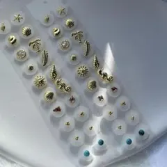 M15♡耳つぼジュエリー 春夏 ゴールド 金色 海 ギャル 羽根 貝殻 スタッズ