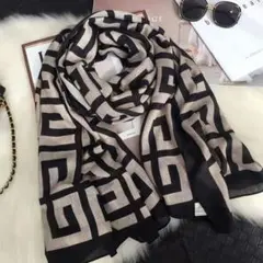 幾何学模様 綿麻 ストール 大判