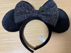 ディズニー ミニー カチューシャ　キラキラ ドット スパンコール 黒
