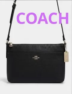【美品】COACH コーチ フラットポーチ/インナーポーチ 黒　 ペブルレザー