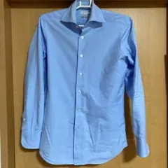 極美品】フィナモレ ヘリンボーン ワイドカラードレスシャツ HAND 伊製