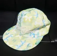 キャップ　緑　黄緑　ちょうちょ柄