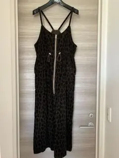 Samansa Mos2 blueレオパード柄キャミソールロングワンピース