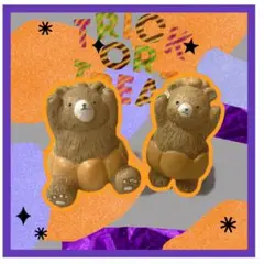 ナチュラルキッチンハロウィン カボチャをはいたクマの親子オブジェセット②