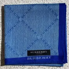 BURBERRY　バーバリー　ハンカチ　アルファベット　ブルー系　48cm
