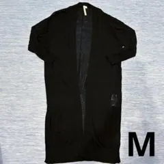 101. レディース ロングカーディ ブラック 七分袖 M