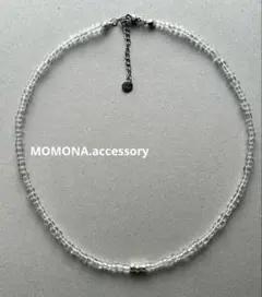 #108 クリア×シルバービーズネックレス　透明感