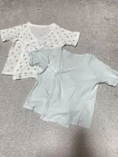 短肌着 2枚セット 水色・動物柄