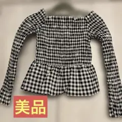 [美品] H&M オフショルダー ギンガムチェック X S サイズ