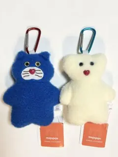 mojojojo　カラビナ付きぬいぐるみポーチ　青猫　白熊