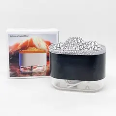 【新品未使用】 火山型 LED 加湿器 アロマ対応 卓上ミスト加湿器 黒 静音のサムネイル