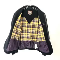 DIESEL ディーゼル 裏地チェック 中綿ジャケット S 黒×イエロー