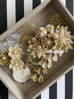 T-1214 つまみ細工 髪飾り 水引 成人式 卒業式 結婚式 七五三 髪飾り