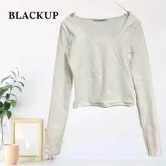 zB619【F】BLACKUP モックネック ロンT クロップド丈