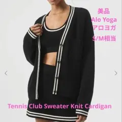 美品/Alo Yoga/テニスクラブ/セーターニット カーディガンS黒/アロヨガ