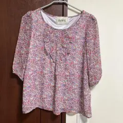 ROPE フラワープリント 長袖ブラウス