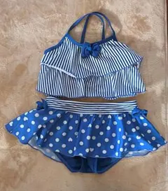 女の子用 セパレート 水着 130cm 青と白