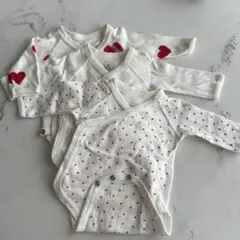 プチバトー 50cmハート柄長袖ベビー肌着3点セット