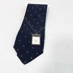 Christian Dior ディオール シルクネクタイ 総柄 ロゴ ネイビー
