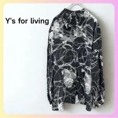 【美品】 Y’s for living 総柄 長袖シャツ ブラック F キュプラ