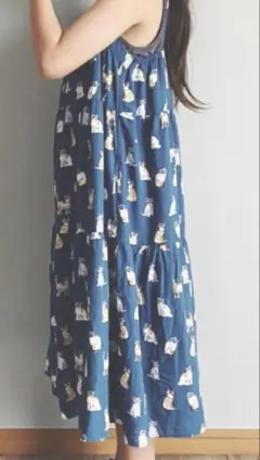 ユニクロ/J&Pキッズ ノースリーブワンピース 猫柄 ネイビー　　{{のサムネイル