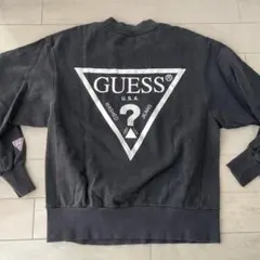 【お得！処分前】GUESS トップス　トレーナー　バックプリント　XS ブラック