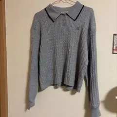 ケーブルニットポロシャツ