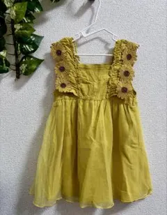 ★ベビー90㎝　ひまわりフリルワンピース　ノースリーブ　イエロー　夏★のサムネイル