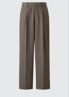 ユニクロ タックワイドパンツ テーパード M ブラウン