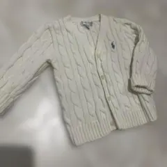 ラルフローレン　アイボリー ケーブルニットカーディガン
