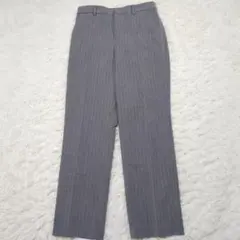 ユニクロ スマートアンクルパンツ グレー ストライプ M シンプル 通勤 通学