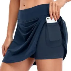 【機能性◎】テニススコート ゴルフウェア 紺 L インナー付 ポケット3箇所のサムネイル