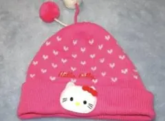 ★キティちゃん　ハローキティ ニット帽（ピンク）ポンポン付　状態良★