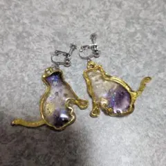 【レジン】星猫イヤリング【ステンレス】
