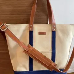 ニューヨーカー 大容量 キャンバス トートバッグ オフホワイト ブルー