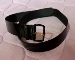 光沢エナメル　ファッション ベルト　57cm〜62cm　ブラック